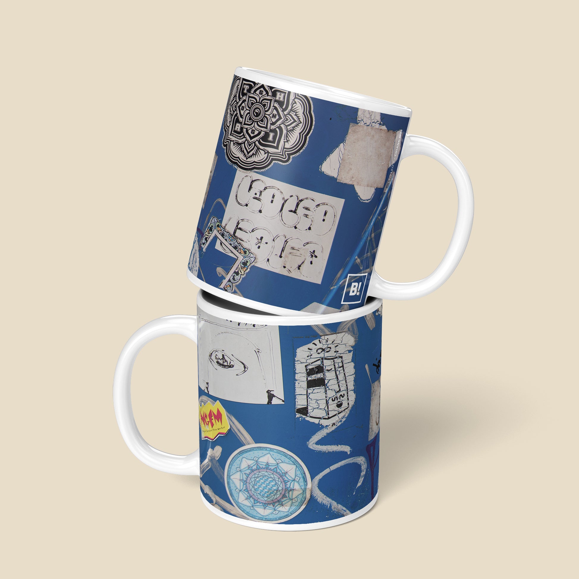 Be inspired by our Urban Art Coffee Mug "Leo Leo - No2" from Chiang Mai. This mug features an 11oz size with a front and back view.
