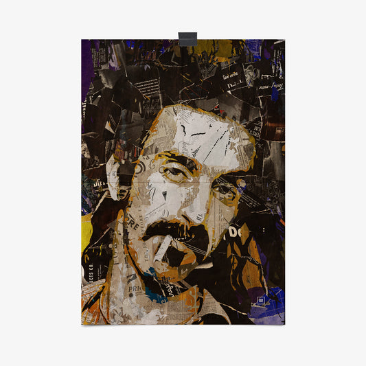 Be inspired by our iconic collage portrait art print of Frank Zappa. This artwork was printed using the giclée process on archival acid-free paper, capturing its timeless beauty in every detail.