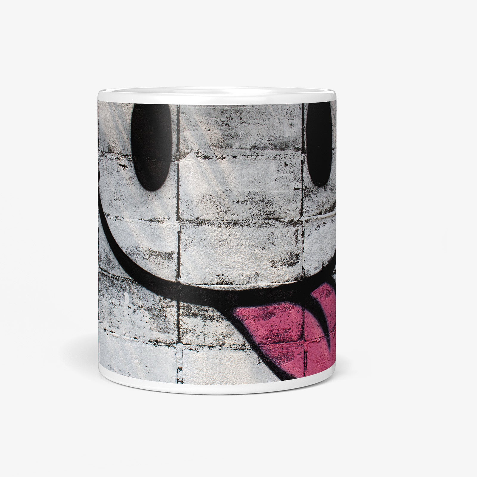 Be inspired by our Urban Art Coffee Mug "Hello Happy" from Chiang Mai. This mug features an 11oz size with a front view.