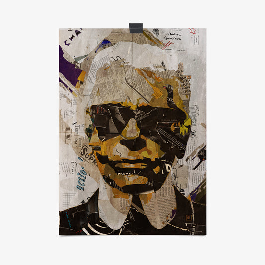 Be inspired by our iconic collage portrait art print of Karl Lagerfeld. This artwork was printed using the giclée process on archival acid-free paper, capturing its timeless beauty in every detail.