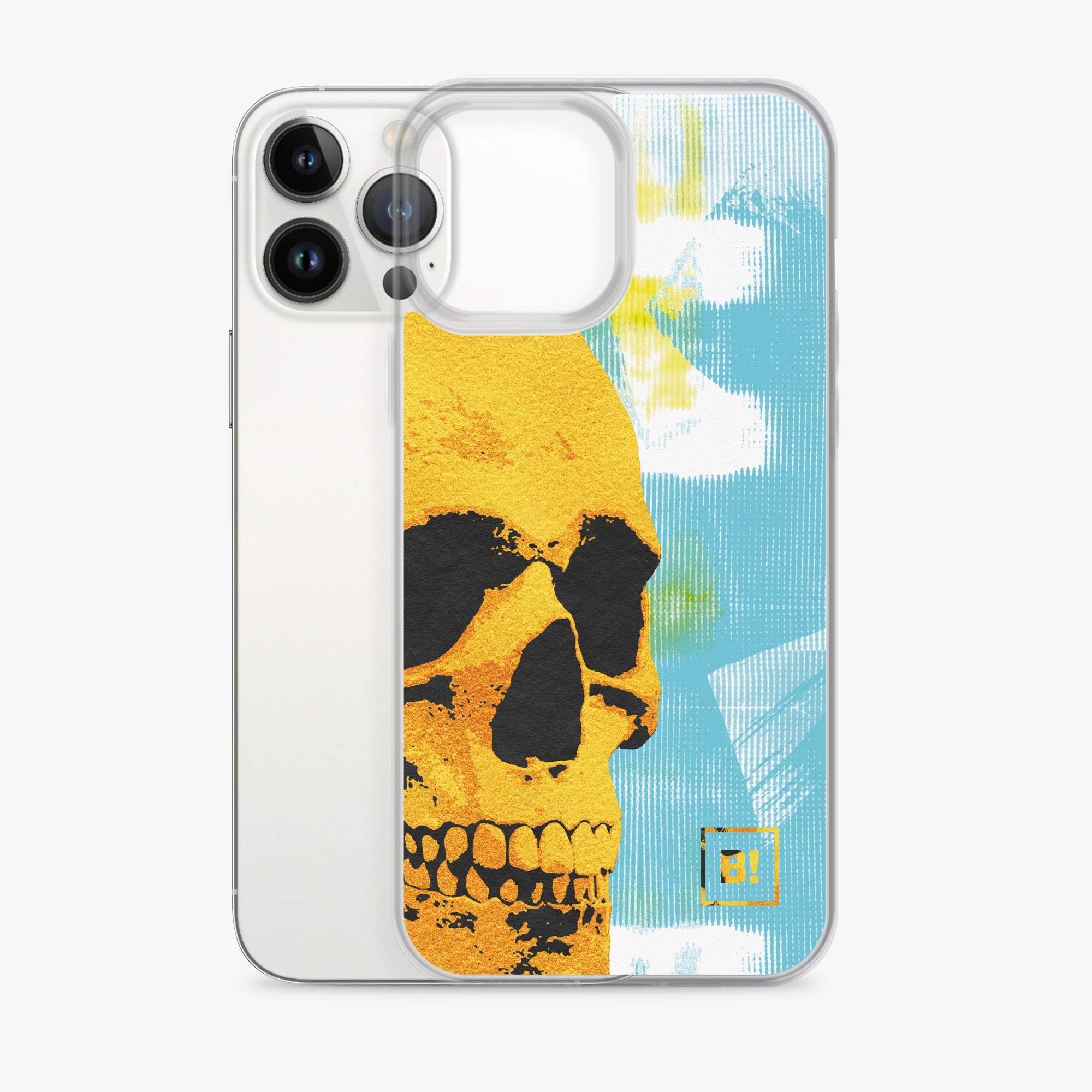 Binspired Golden Skulls High Five - Pop Art - iPhone 13 Pro Max Clear Case with Phone